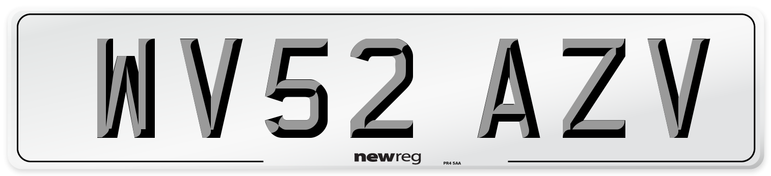 WV52 AZV Number Plate from New Reg